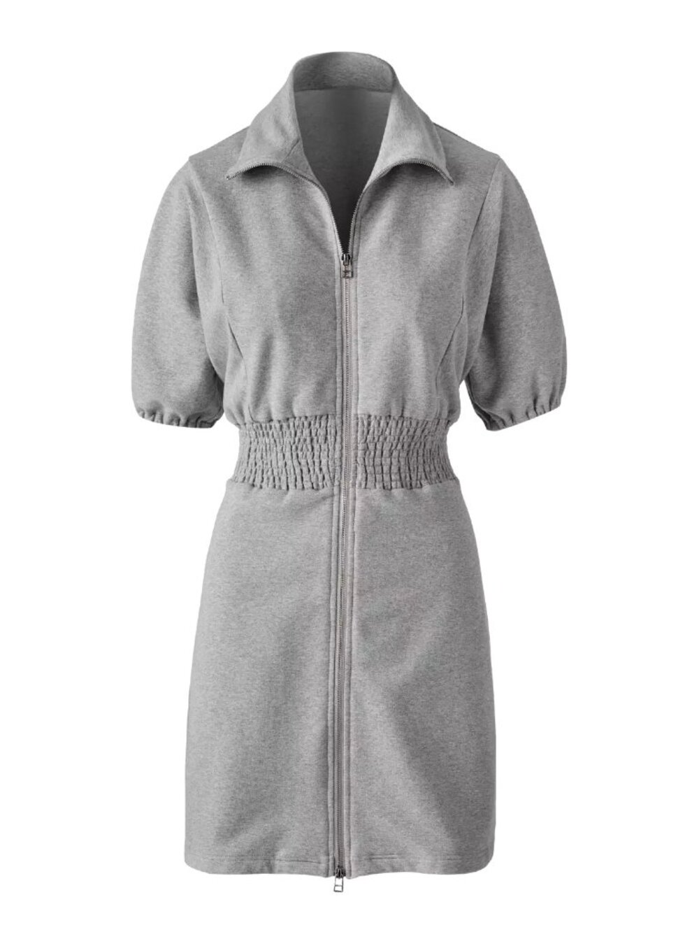 Puff Sleeve Zip Up Dress